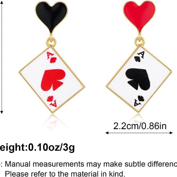 Gold Plated Poker Card Earrings for Women, Fun Playing Card Jewelry Gift - Picture 7 of 7